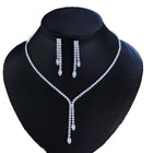 Rhinestone Necklace and Earring Set, Silver-Tone Plated