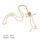 Pleated Square Push-Pull Pendant on Long Sweater Chain