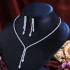 Rhinestone Necklace and Earring Set, Silver-Tone Plated