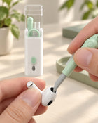 Apple Green cleaning pen demonstrated at a wireless earbud opening