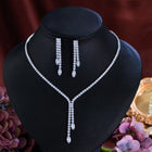 Rhinestone Necklace and Earring Set, Silver-Tone Plated