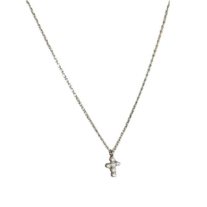 Mini Bezel-Set Crystal Cross Pendant Necklace — product on white background