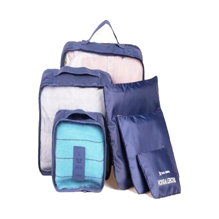 Travel Packing Cubes — 6-Piece Set, Navy — product on white background